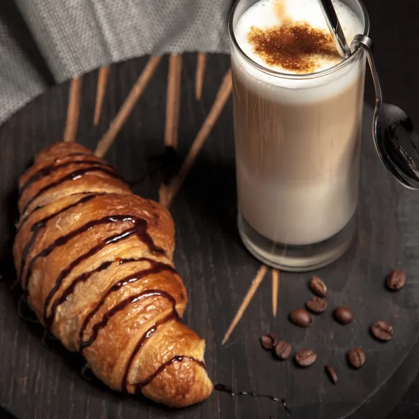 Chocolate-Drizzle Croissant and Latte